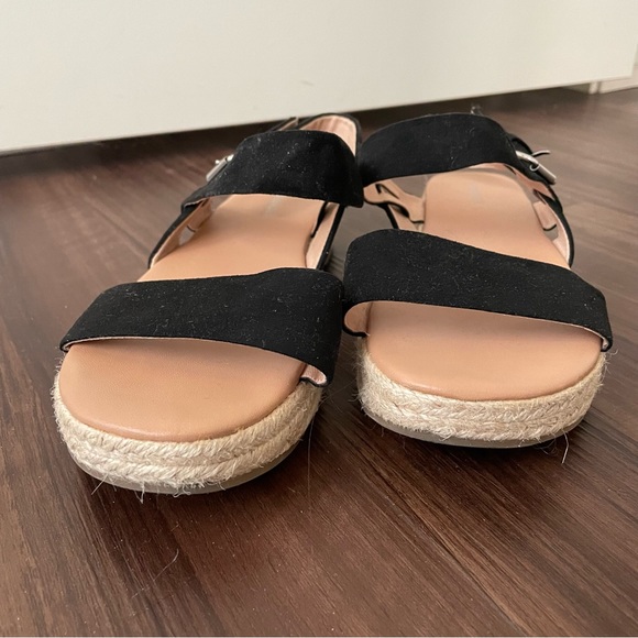 Old Navy Faux-suede Espadrille Flatform Sandals in black size 8 - Picture 9 of 11